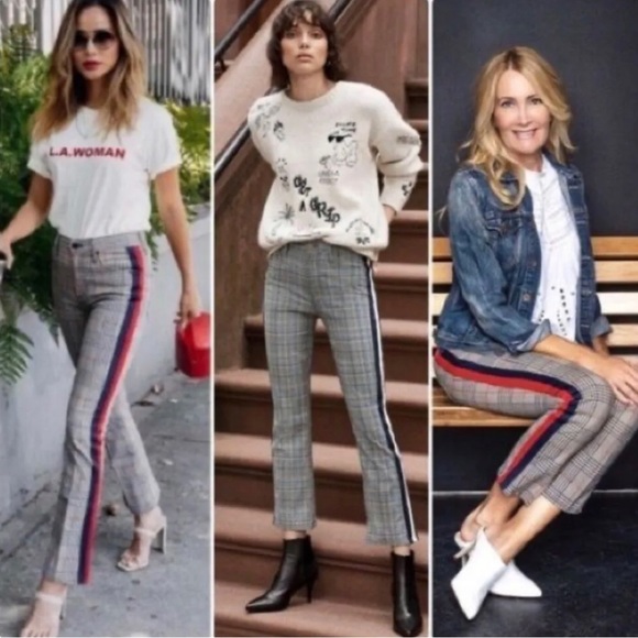 Mother insider ankle pant in plaid with racer stripe - Picture 2 of 6